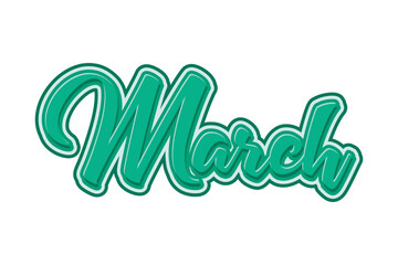 Fototapeta premium March text effect.hand lettering. Hand written calligraphy. Vector illustration.
