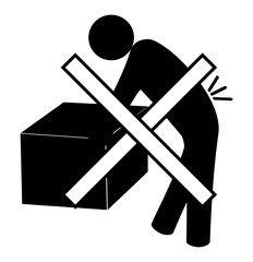 Heavy do not lift symbol illustration, black on white background