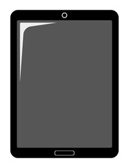 Tablet pc icon illustration, black on white background