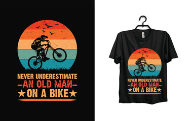 never underestimate an old man with a motorcycle illustration vector mountain bike t shirt