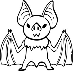 hand drawn cartoon bat illustration.