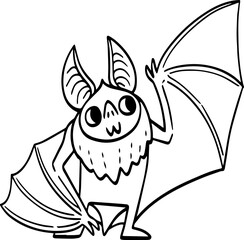 hand drawn cartoon bat illustration.