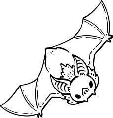 hand drawn cartoon bat illustration.