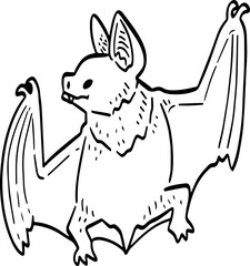 hand drawn cartoon bat illustration.