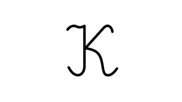 K letter big writing cartoon animation. Compatibile part of alphabet serie. Handwriting educational style for children. Good for education movies, presentation, learning alphabet, etc...