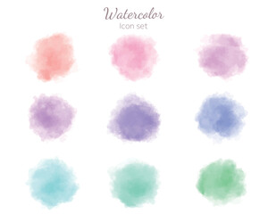 水彩テクスチャのアイコンセット