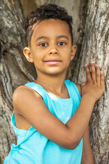 Close up portrait of a young beautiful african boy