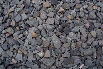 Grey Stone Texture, Rough Stone Texture Surface, Rock texture background, Dark grey background of crushed granite gravel