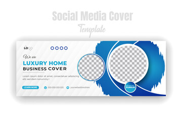 Real estate company property promotion timeline cover, modern and luxury house for sale social media post design template, web banner, advertising discount template with abstract colorful shapes