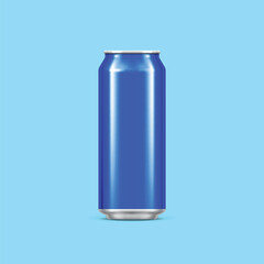 Blue aluminum can for beer and soft drinks or energy. Packaging 500 ml. Vector illustration