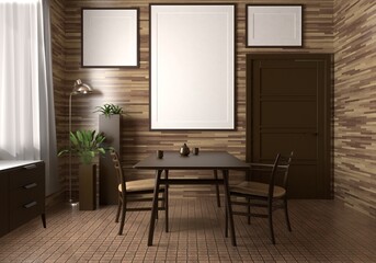 frame 3D interior illustration, wall design modern, empty space creative, 3D background blank canvas, room design mockup, home photo rendering, simple indoor style, architecture art picture copy space