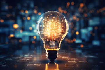 glowing technology bulb