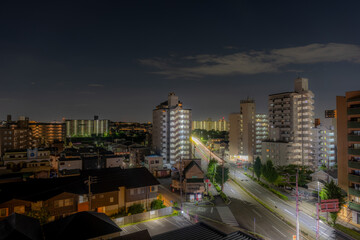 日本の愛知県名古屋市の住宅街の美しい夜景
