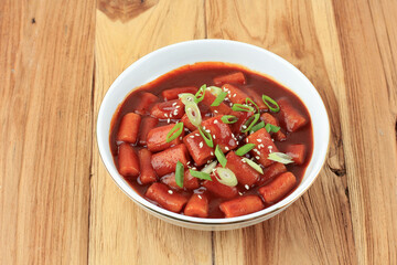 Close Up of Korean Food Tteokbokki Stir Fried