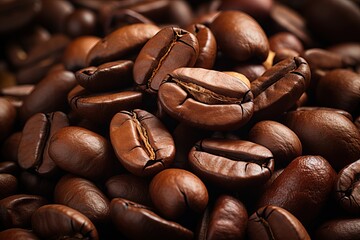 Grains de caf&eacute; en gros plan , ia