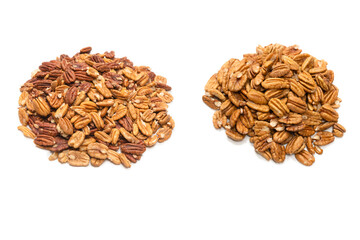 Pecan-nut isolated on white background.