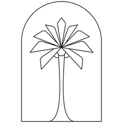 Palm tree arch thin line icon abstract design summer logo template modern minimal linear emblem for vacations rentals and travel services. Vector illustration