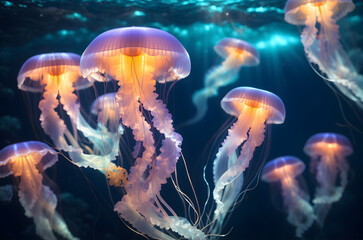 Luminescent jellyfish in the ocean