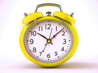 Alarm clock on yellow background, 3D rendering