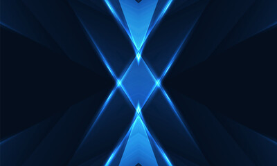Dark blue abstract background with dynamic glowing diagonal lines and arrows. Abstract vector background.