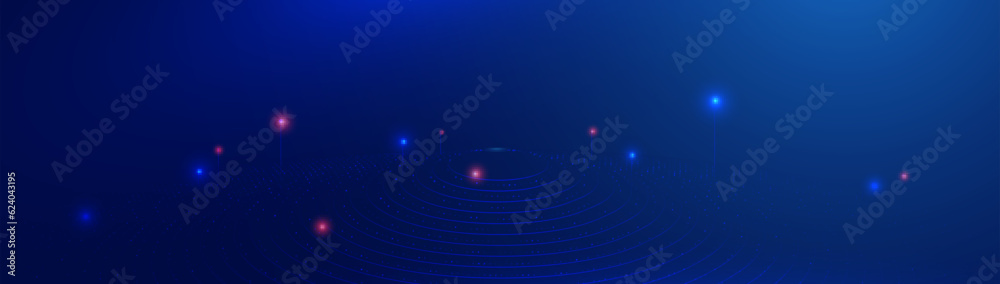 Leinwandbilder big data center. abstract blue digital dynamic circles background. science technology. vector illust
