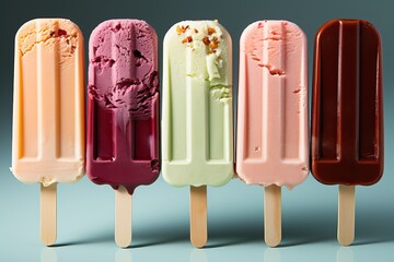 glaces avec bâton à la verticales et multi couleurs, ia