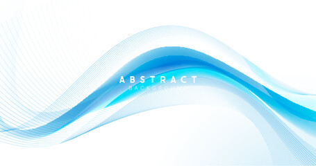 Abstract blue dynamic wavy background. Futuristic hi-technology concept. Vector illustration