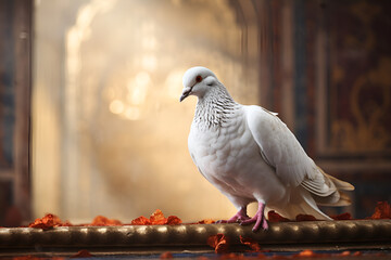 white pigeon. Generative AI.