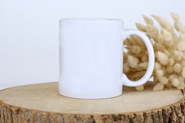 Blank White 11 oz mug with vintage flower - space for text