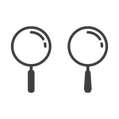 Search icon set isolated flat design vector illustration.