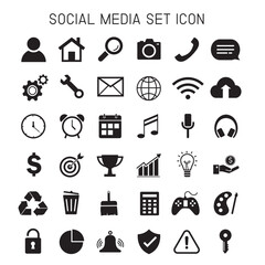 social media set icon on white background. function manu on telephone set symbol. business and finance concept. vector illustration flat design.