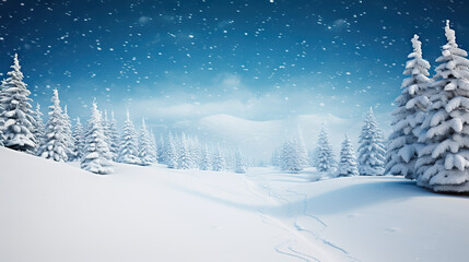 Tranquil Winter Serenity Snow-Covered Calm Winter Landscape at Snowfall - Embracing the Beauty of Winter. created with Generative AI