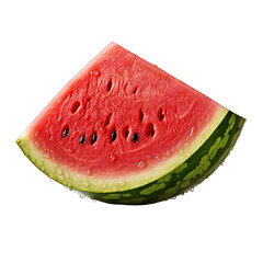 A delicious slice of summer watermelon isolated on a transparent background
