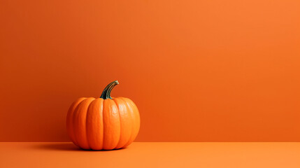 Pumpkin for holiday Halloween. Realistic 3d orange pumpkins isolated on orange background