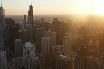 Naklejka premium Chicago Skyline Sunset