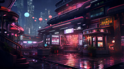 Cyberpunk Style Game Art Wallpaper Background, Generative Ai