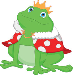cartoon cute frog with a golden crown 