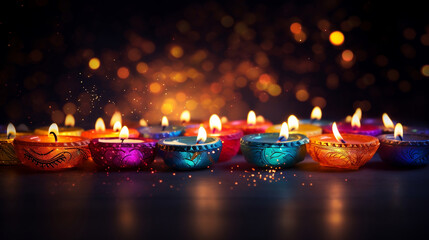 Diwali celebration colorful lights background, Generative Ai