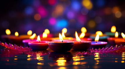Diwali celebration colorful lights background, Generative Ai