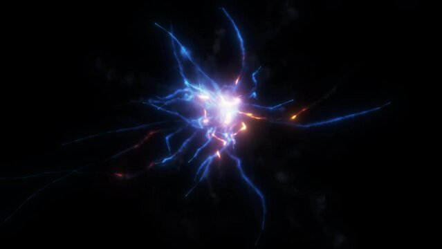 Electric bolts and flames - electrical arcs exploding outwards - 4K Pro Res