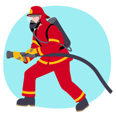 Clipart of a firefighter holding a hose, vector illustration