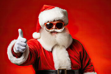 Winter Sale Spectacular Trendy Santa with Eyeglasses Indicating Discount Shopping - Choose Your Seasonal Bargains!. created with Generative AI