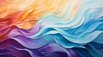 Obraz premium Textured waves of color blending into each other, colorful art, multicolored oil art texture pictures Generative AI