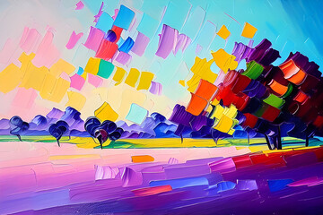 Draw a picture of a peaceful landscape in pastel tones. Generative AI,