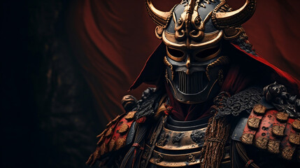 Samurai in armor and mask, Generative Ai