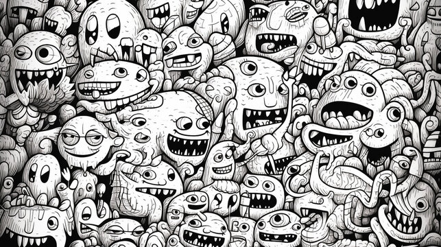 Full of monsters, doodling, drawn by heavy marker.
Modified Generative Ai Image.