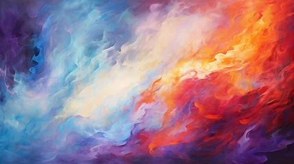 Acrylic prints Game of Paint Dynamic and textured flames in a fiery scene, colorful art, multicolored oil art texture pictures Generative AI