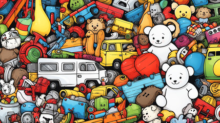 Full of toys, background, drawn by colorful heavy markers.
Modified Generative Ai Image.