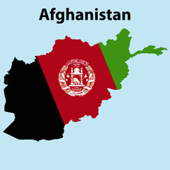 Afghanistan Map with flag vector illustration