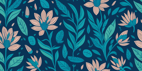 Serene Paradise, Watercolor Patterns with Tranquil Spring Florals